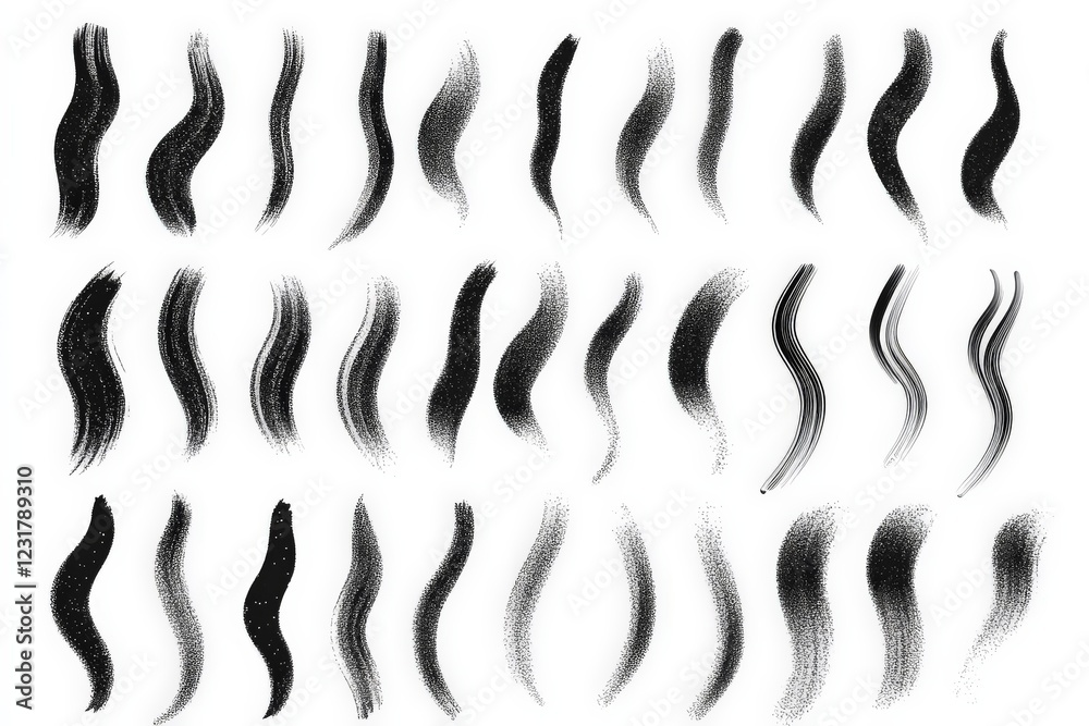 Poster Collection of various brush strokes showcasing different styles and techniques for artistic expression