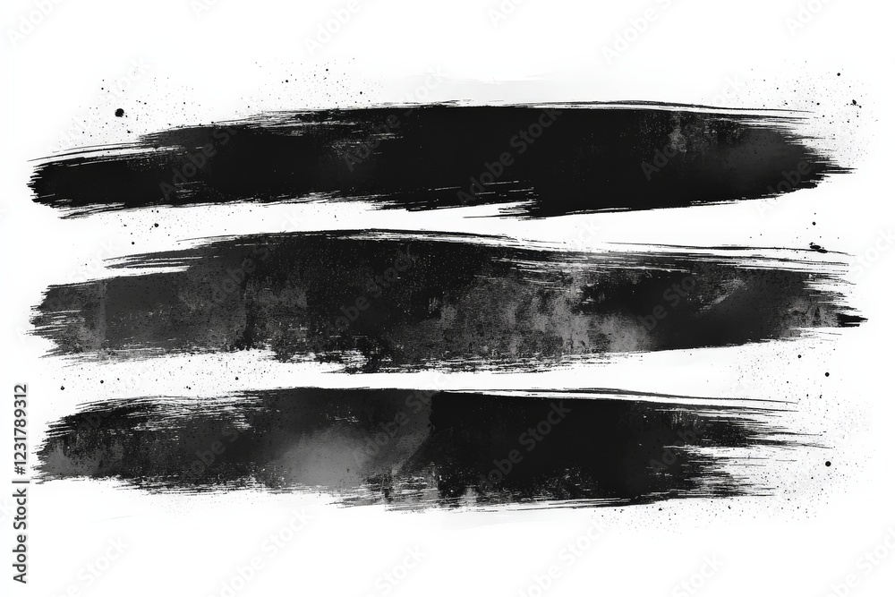 Poster Layers of textured black strokes creating a bold artistic effect on a white background