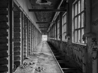 old abandoned factory Black and White Photo