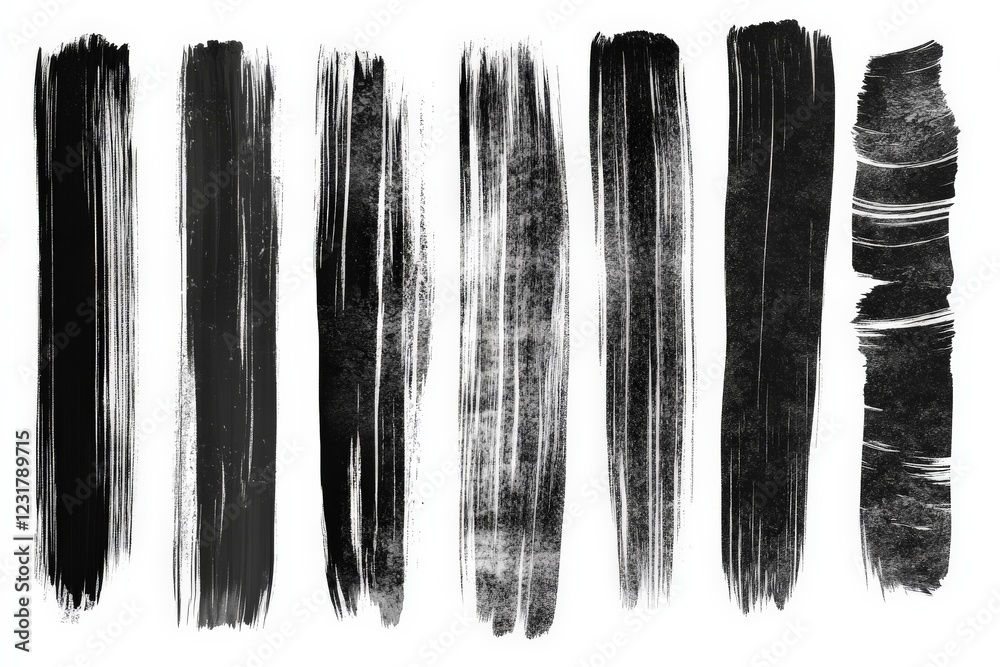 Leinwandbilder elegant black and white brush strokes arranged in a vertical pattern with varying textures and width