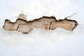 Naklejka premium Empty room with damaged, cracked wall mock up