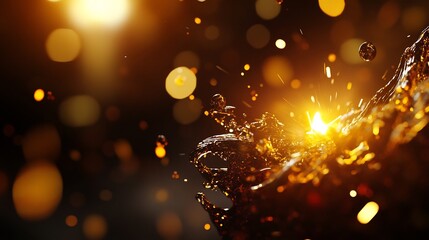 Obraz premium Golden Liquid Splash: A Symphony of Light and Motion