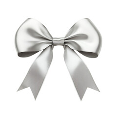 Sliver gift bow. Ribbon. Isolated on transparent background.