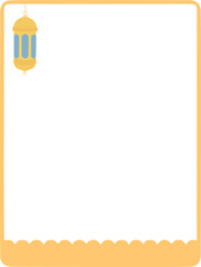 Golden Lantern Illustration with Decorative Border Frame