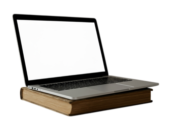 A modern laptop rests on an antique book symbolizing the blend of old and new in learning Perfect for educational websites and blogs