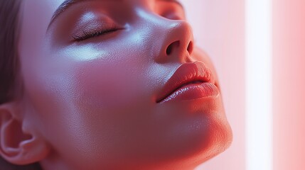 Fototapeta premium Close up view of beautiful black skin woman lips. Fashion make up, beauty injections concept, cosmetology