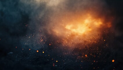 Fototapeta premium A blurry image of a fire with smoke and sparks