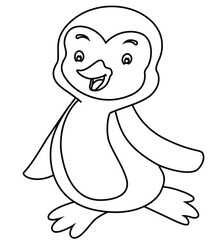 Cute cartoon hand drawn vector Penguin outline.