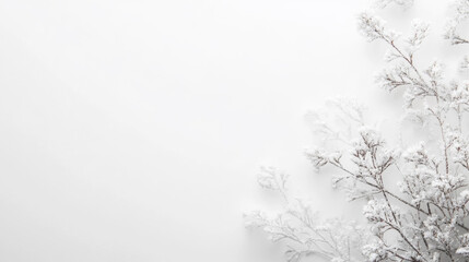 Obraz premium Winter wonderland: delicate snow-covered branches on a pristine white background. Perfect for holiday or winter themes.