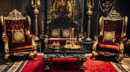 Luxury VIP seating area with red carpet, showcasing an exclusive and elegant atmosphere for premium events and sophisticated gatherings