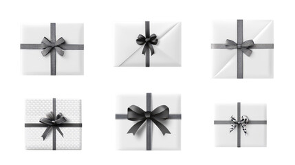 Fototapeta premium White gift box element set on transparent background.