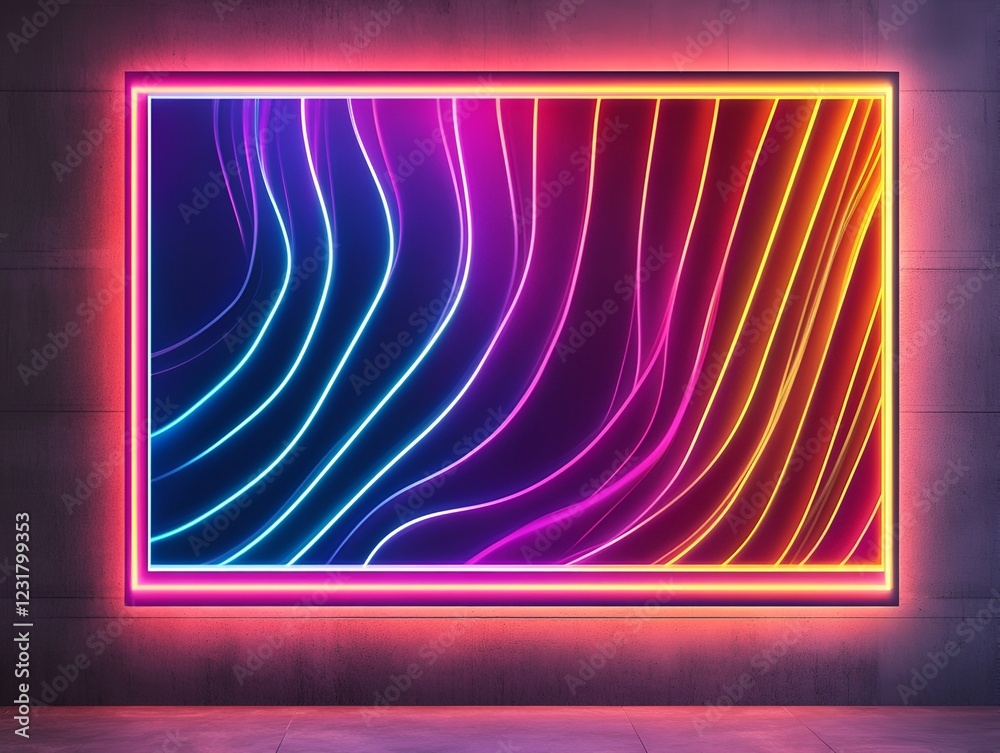 Wall mural minimalist abstract lines in bold neon colors creating a sleek and futuristic design