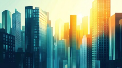Cityscape at Sunrise: A Vibrant Urban Panorama