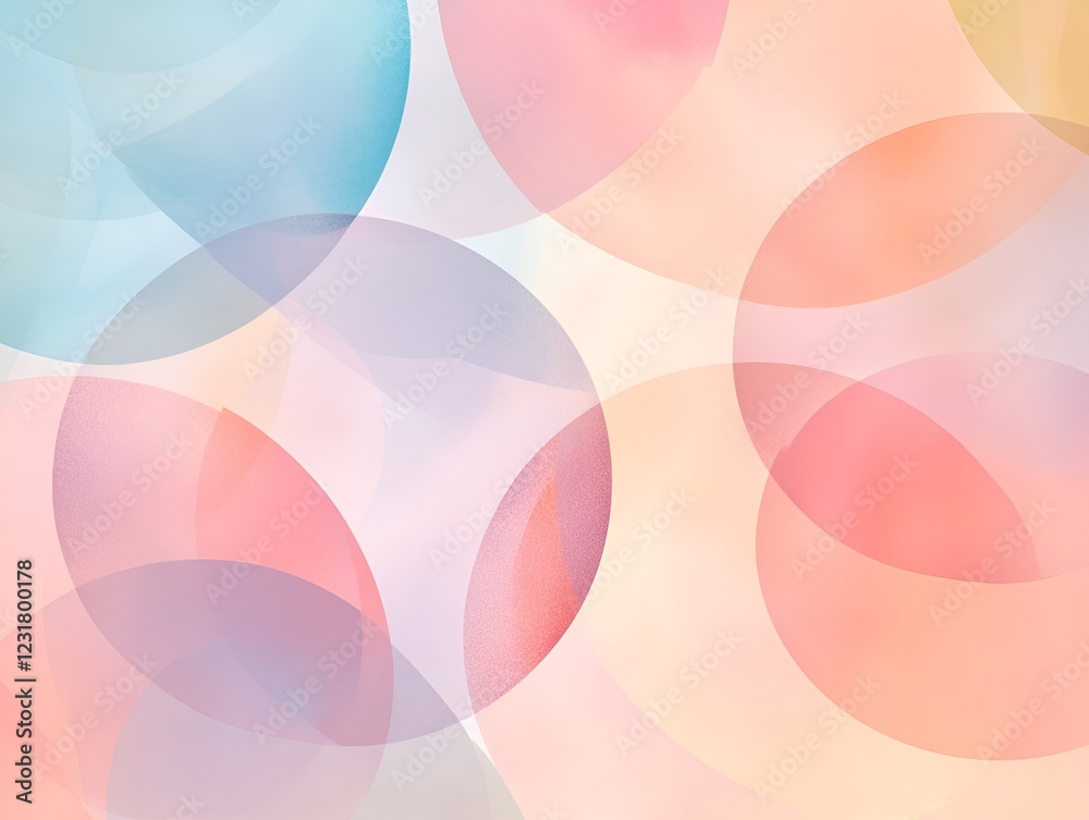Wall mural soft pastel circular gradients overlapping in a harmonious abstract design with a modern vibe