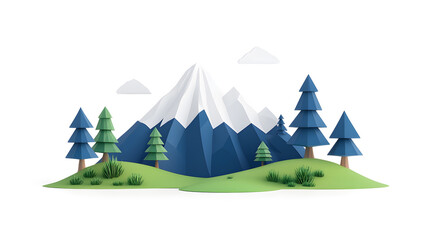 Mountain landscape in digital polygonal style isolated on white background