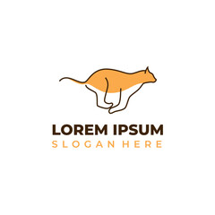 Vector tiger logo running, lion icon lineart style