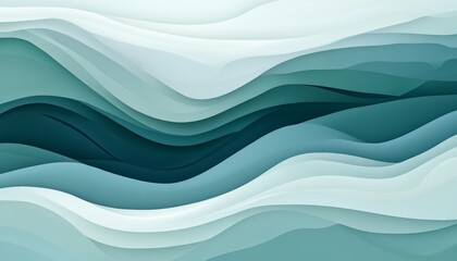 Fototapeta premium Seamless Wave Texture Elegant 3D Design With Light Mint And Seafoam Gradient Background