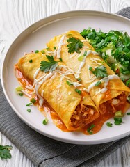 Mexican food enchiladas in plate