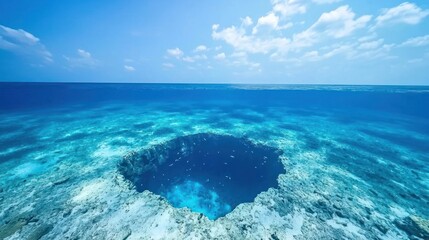 Fototapeta premium Ocean Hole Underwater View with Bright Blue Water and Sky