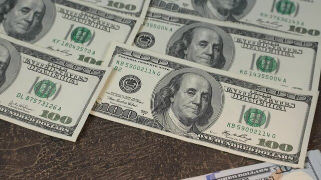 BITCOIN over fiat money. Dollars background