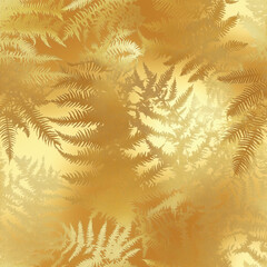 Golden fern silhouettes create a luxurious, elegant, and organic background design, perfect for upscale projects