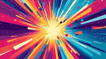 Abstract Colorful Radiating Energy Burst Design