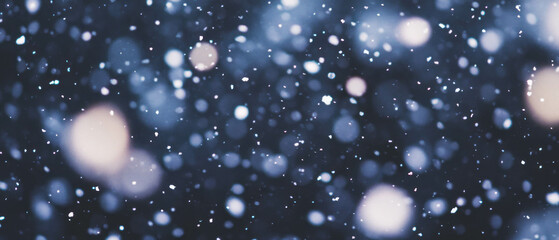 Obraz premium Abstract winter snowflakes swirling on a deep black background creating a magical atmosphere