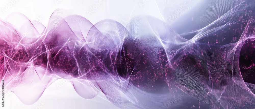 Poster fluid data streams and sound nodes illustrate interconnectedness in abstract design