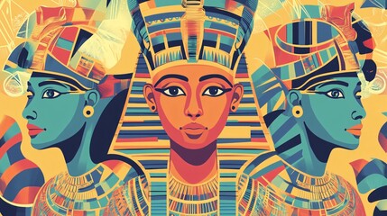 Vibrant Egyptian Golden Pharaohs Vector Art for Creative Designs