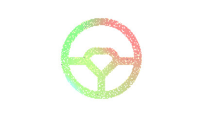Icon steering wheel is made up of LED square shapes. There are bright diodes and there are black dead diodes