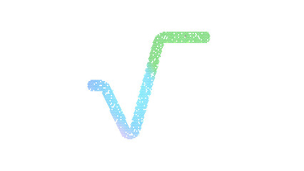 Icon square root is made up of LED square shapes. There are bright diodes and there are black dead diodes