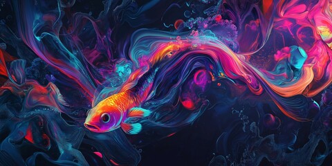 Futuristic Illustration of Water Pollution Depicting Toxic Waters Filled with Technological Waste and Mutated Aquatic Life. Conceptual Representation of a Dystopian Future Affected by Severe Water