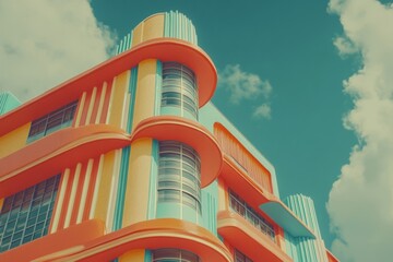Vibrant Art Deco architecture under sunny sky