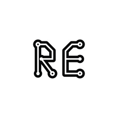 RE monogram logo design letter text name symbol monochrome logotype alphabet character simple logo