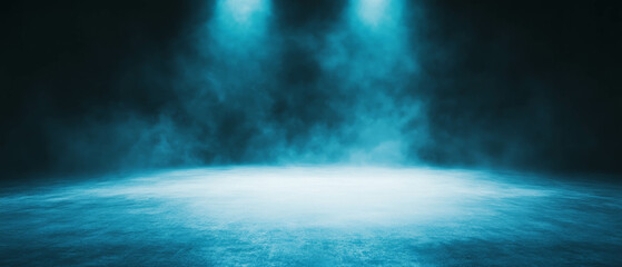 Illuminating central space with abstract light textures against a dark backdrop