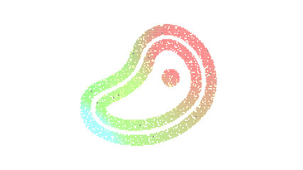 Icon steak is made up of LED square shapes. There are bright diodes and there are black dead diodes