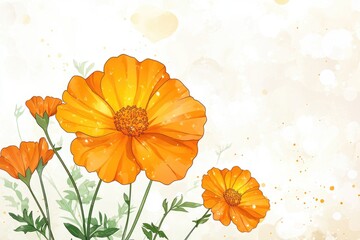 Bright orange miracle flowers bloom beautifully, bringing a sense of magic and wonder to any spring celebration or occasion, ideal for greetings