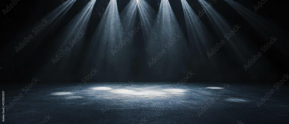 Poster creative display of abstract shapes and light patterns enhancing black background