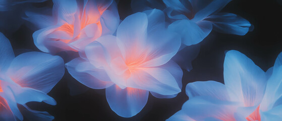 Obraz premium Colorful flower petals and abstract shapes create harmony on a dark background