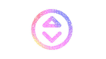 Icon sort circle up is made up of LED square shapes. There are bright diodes and there are black dead diodes