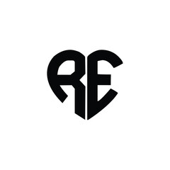 RE monogram logo design letter text name symbol monochrome logotype alphabet character simple logo