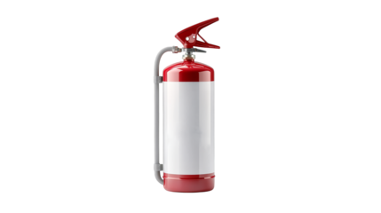 Red fire extinguisher battling white flames, safety and protection against fire hazards