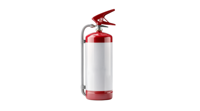 Red fire extinguisher battling white flames, safety and protection against fire hazards
