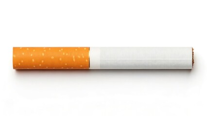 Cigarette with an orange filter on a white background