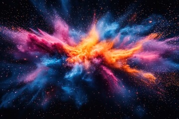 Vibrant color explosion against dark background