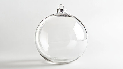 Glass christmas ball, hanging dome with hole, candle holder or flower terrarium realistic vector. Glass clear figure with empty space for decoration xmas tree, isolated object for festive home decor