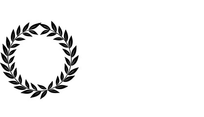 Simple black and white laurel wreath circle icon illustration vector. 