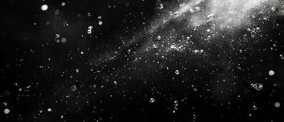 Fototapeta premium Captivating display of bubbles bursting and splashing droplets against a black backdrop