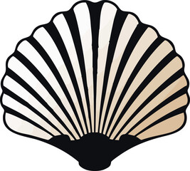 Simple black and white seashell icon illustration vector. 