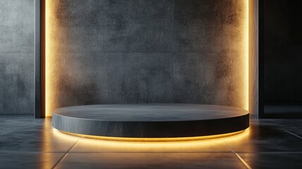Close-up view of a minimal podium with soft lighting and clean lines, highlighting its modern and simplistic design 